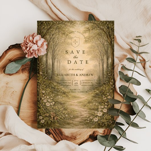 Romantische Bospad Trouwlocatie Save The Date