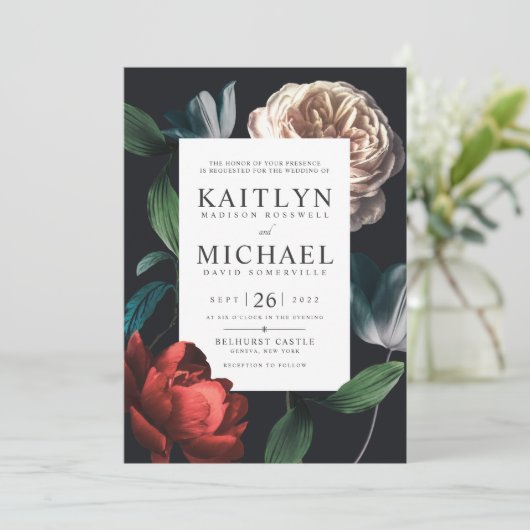 Romantische Botanic Wedding Invitation Set No.01 Kaart (Staand voorkant)