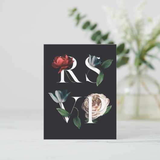 Romantische Botanic Wedding RSVP Briefkaart V 01 (Staand voorkant)