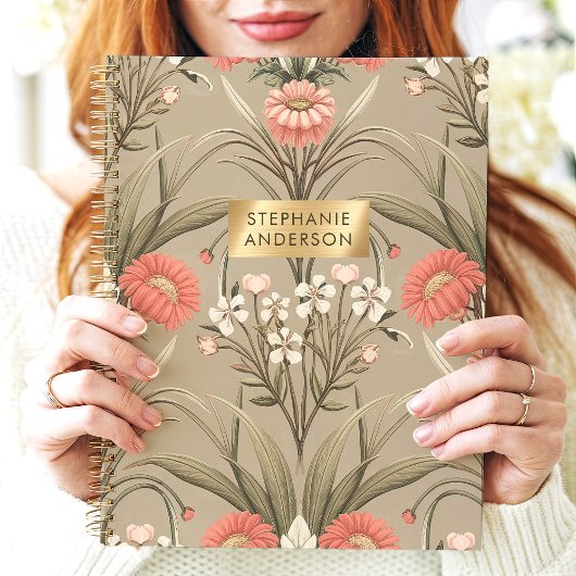 Romantische Botanische Bloemen Custom Name Planner