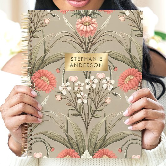 Romantische Botanische Bloemen Custom Name Planner