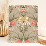 Romantische Botanische Bloemen Custom Name Planner<br><div class="desc">Dit elegante ontwerp heeft een -geïnspireerd botanisch motief met roze en witte bloemetjes tegen een gedempte taupe achtergrond. De ingewikkelde bloemendetails geven het een tijdloos en klassiek gevoel, terwijl de strakke gouden naamplaat een gepersonaliseerde touch toevoegt. Ideaal voor professionals, studenten of iedereen die gesofisticeerde en op natuur geïnspireerde design waardeert....</div>