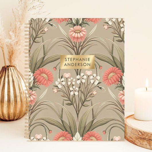 Romantische Botanische Bloemen Custom Name Planner