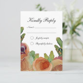 Romantische botanische bruiloft RSVP kaartje (Staand voorkant)