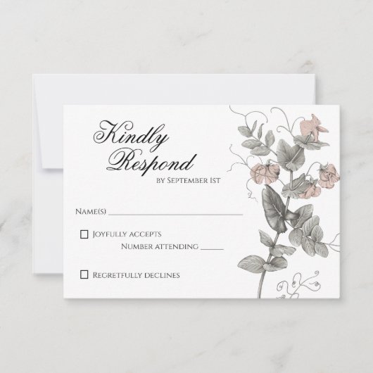  romantische botanische bruiloft uitnodiging rsvp (Voorkant)