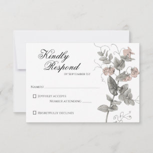 romantische botanische bruiloft uitnodiging rsvp