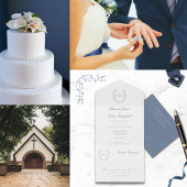 Romantische Botanische Crest Bruiloft All In One Uitnodiging