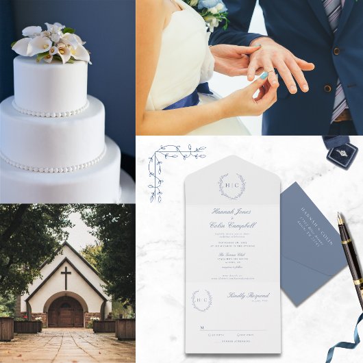 Romantische Botanische Crest Bruiloft Kaart