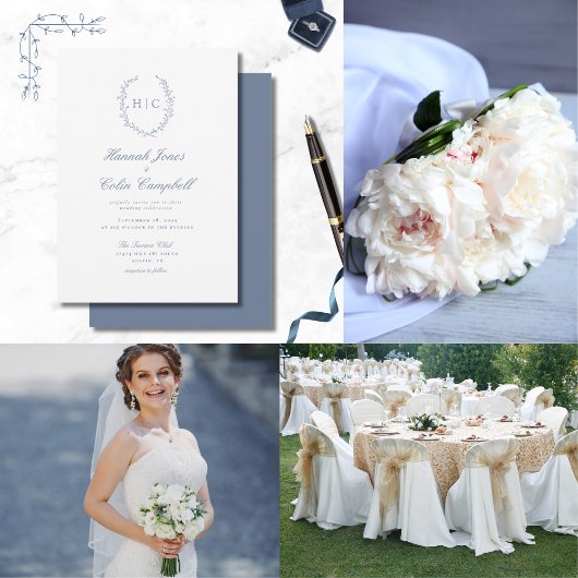 Romantische Botanische Crest Bruiloft Programmakaart