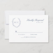 Romantische Botanische Crest Bruiloft RSVP Kaartje (Voorkant)