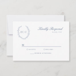 Romantische Botanische Crest Bruiloft RSVP Kaartje