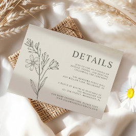 Romantische Botanische Daisy Wedding Details Kaart
