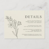 Romantische Botanische Daisy Wedding Details Kaart (Voorkant)
