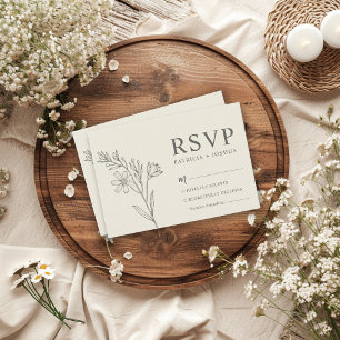 Romantische Botanische Daisy Wedding Response Kaar RSVP Kaartje
