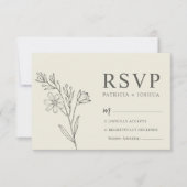 Romantische Botanische Daisy Wedding Response Kaar RSVP Kaartje (Voorkant)