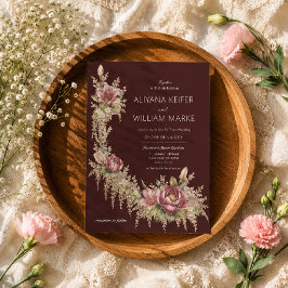 Romantische Botanische Elegante Bloemige Bruiloft Kaart