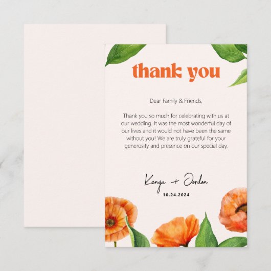 Romantische Botanische Liefde Bedankkaart (Voorkant / Achterkant)