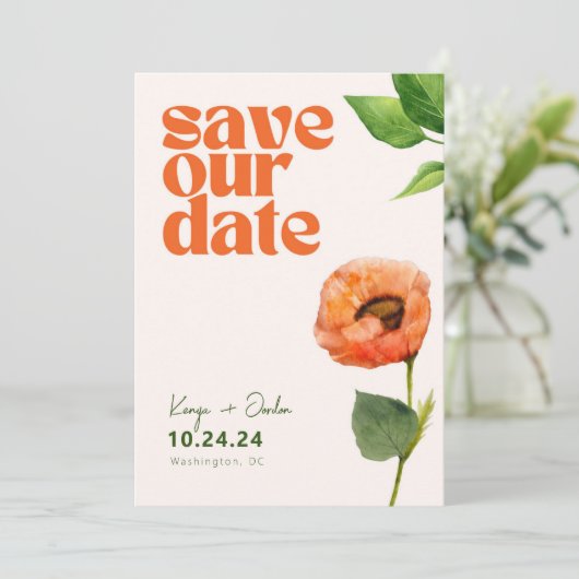 Romantische botanische liefde bewaar de datum kaart (Staand voorkant)