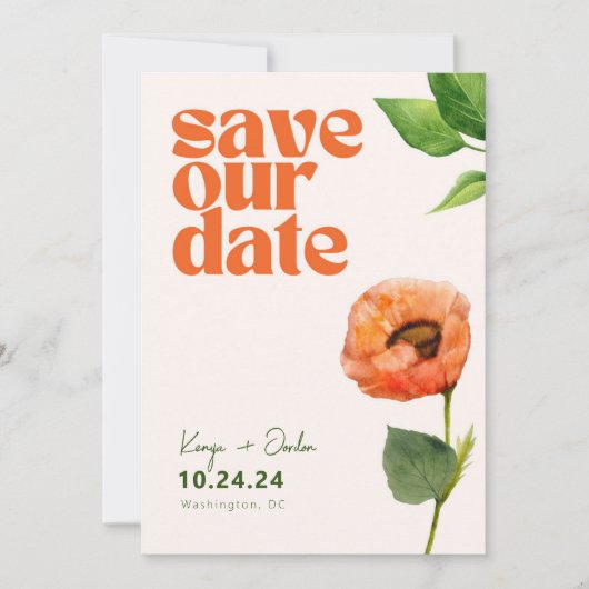 Romantische Botanische Liefde Save The Date Kaart (Voorkant)