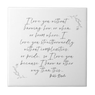 Romantische botanische poëzie kalligrafie tegeltje