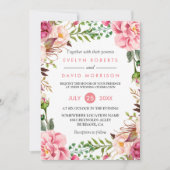 Romantische botanische roze finale feestdag kaart (Voorkant)