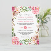 Romantische botanische roze finale feestdag kaart (Staand voorkant)