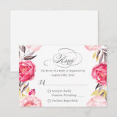 Romantische botanische Rozen Floral Swash RSVP Kaartje (Voorkant / Achterkant)