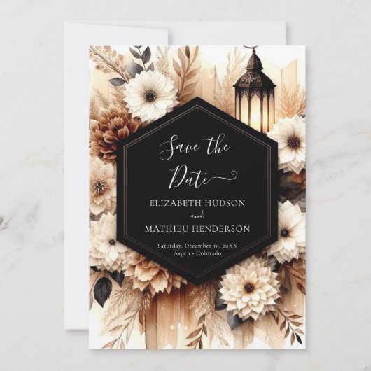 Romantische botanische rustieke bruiloft save the date (Voorkant)