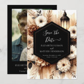 Romantische botanische rustieke bruiloft save the date (Voorkant / Achterkant)