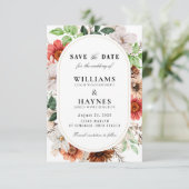 Romantische Botanische Trouwkaart Save The Date (Staand voorkant)