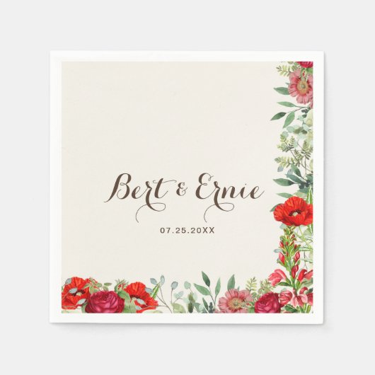 Romantische Botanische Trouwstandaard Cocktailserv Servet (Voorkant)