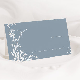 Romantische botanische tuin Stofblauwe trouwdag Plaatskaartje