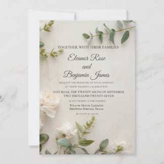 Romantische Botanische Vintage Trouwkaart Kaart