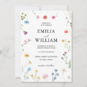 Romantische Botanische Wildflower bruiloft Kaart (Voorkant)