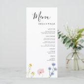 Romantische Botanische Wildflower Wedding Menu Kaa (Staand voorkant)