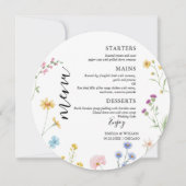 Romantische Botanische Wildflower Wedding Menu Kaa (Voorkant)