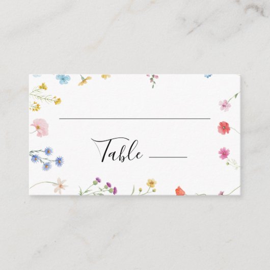 Romantische Botanische Wildflower Wedding Place Ca Plaatskaartje (Voorkant)