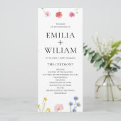 Romantische Botanische Wildflower Wedding Program (Staand voorkant)