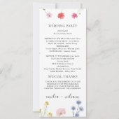 Romantische Botanische Wildflower Wedding Program (Achterkant)