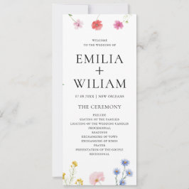 Romantische Botanische Wildflower Wedding Program 