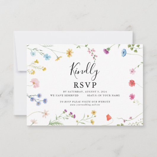 Romantische Botanische Wildflower Wedding RSVP Kaa Bedankkaart (Voorkant)