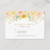 Romantische Boter Geel Bloemen Huwelijk RSVP Kaart (Voorkant)