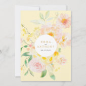 Romantische Boter Geel Bloemen Waterverf bruiloft Kaart (Achterkant)