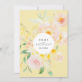 Romantische Boter Geel Bloemen Waterverf bruiloft Kaart (Achterkant)