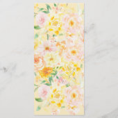 Romantische Boter Geel Bloemen Waterverf bruiloft Menu (Achterkant)