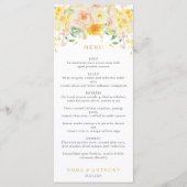Romantische Boter Geel Bloemen Waterverf bruiloft Menu (Voorkant)