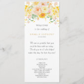 Romantische Boter Geel Bloemen Waterverf bruiloft Programmakaart (Voorkant)