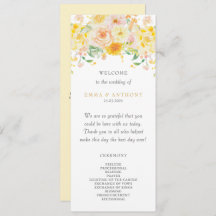 Romantische Boter Geel Bloemen Waterverf bruiloft