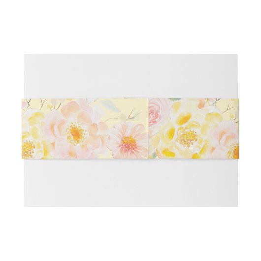 Romantische Boter Geel Bloemen Waterverf bruiloft Uitnodigingen Wikkel (Achterkant Voorbeeld)