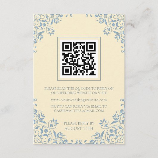 Romantische  Boter Geel en Blauw RSVP-kaart Informatiekaartje (Voorkant)